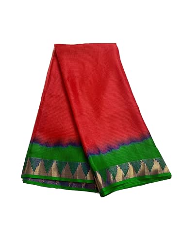 Image of Women's Bhagalpuri Pure Kota Doria Silk Net Saree With Temple Zari Border and Running Blouse Piece