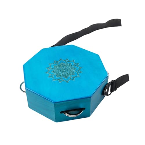 Amagogo Pandereta de cajón portátil, instrumento musical compacto y portátil, ideal para viajeros, músicos de espectáculos callejeros, Octágono Azul
