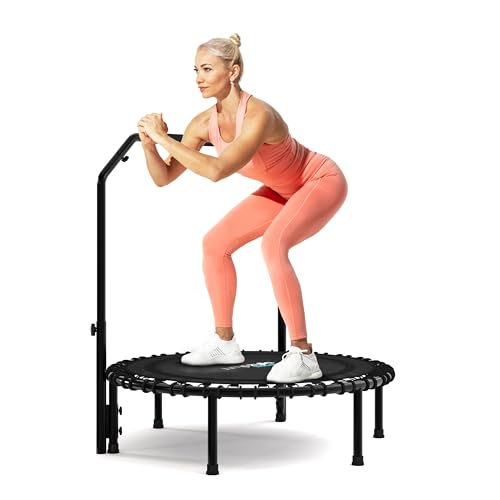 Jumpzylla Fitness Trampoline 40" or 48" | Foldable Mini Rebounder Trampoline for Adults with Bar | Durable, Quiet, Low-Impact Exercise Equipment for Indoor and Home Workouts (550 LBS Capacity)
