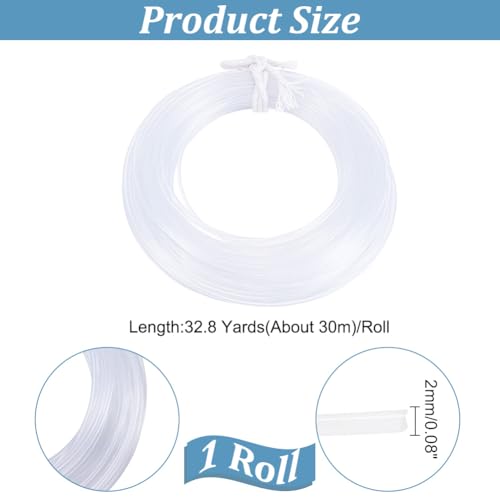 HOBBIESAY 1 Roll Nylon Memory Wire 30m Round Clear Plastic Wire White Boning Roll Clear Memory Brim Lines Crinoline Boning for Bridal Dress Hat Brims Jewelry Making Diameter: 2mm - Image 2