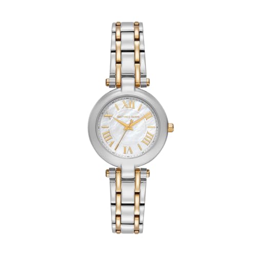 Michael Kors Orologio Laney Da Donna, Movimento Al Quarzo A Tre Lancette Con Cinturino In Acciaio Inossidabile, 30 Mm, Argento E Oro
