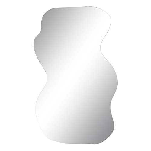 LOLAhome Espejo de diseño Irregular Plateado de Cristal de 65x105 cm