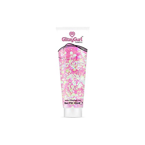 Gel con purpurina holográfica para la cara y el cuerpo, 12 ml, gel con purpurina cosmética corporal y para el cabello (Cotton Candy)