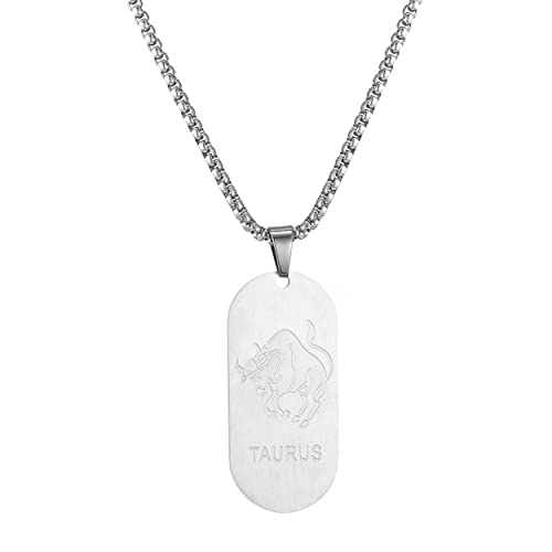 AFSTALR Segno Zodiacale Collana Toro Pendente Piatto militare Arg...