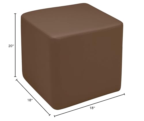 Image of Sprogs 18 inch H Structured Cube Stool -Flexible Modular Collaborative Soft Seating for Office, Home, Lounge and School Classrooms with Durable Frame & Set of 2 inch Legs Add-on - Chocolate