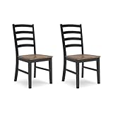 Signature Design by Ashley Wildenauer Rustic Armless Dining Chair, Set of 2, Black & Light Brown