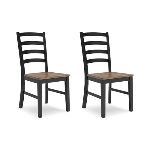 Signature Design by Ashley Wildenauer Rustic Armless Dining Chair, Set of 2, Black & Light Brown