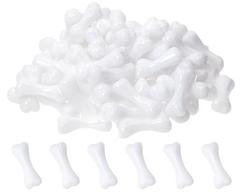 PENTA ANGEL Mini Skeleton Bones Small White Plastic Fake Dog Bones Miniatures for Crafts Halloween Party Decoration (100)
