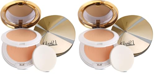 Image of Glam21 Natural Essence Oil-Control 2-in-1 Compact Powder| Long Lasting for Makeup Matte Finish with Vitamin-E| All Skin Type (Maple - 04) (Pack of 2)