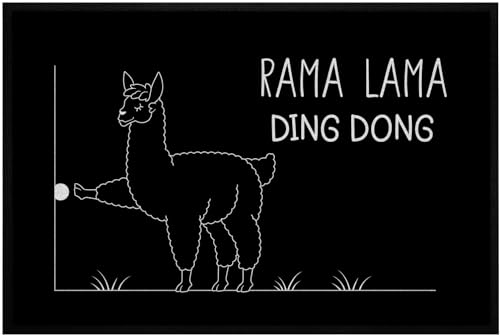 OM3® lustige Fußmatte mit Spruch - Rama Lama Ding Dong Alpaka II - für Innen - rutschfest & waschbar - 60x40cm -