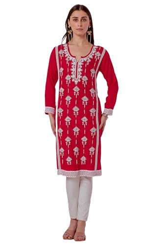 Image of Sidhidata Women's Rayon Sequence & Beads Embroidered Kurti (Kurti Beads)