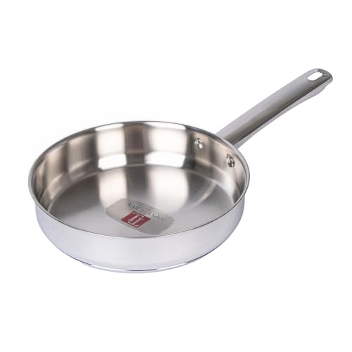 Image of Zaib TOPSYTURVY Stainless Steel Fry Pan 20 CM | Induction & Gas Compatible | Non-Stick, Heavy-Gauge Frying Pan for Cooking & Sauteing