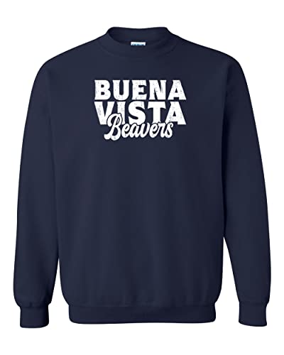 Buena Vista University Block Unisex Crewneck Sweatshirt - Buena Vista Beavers Apparel