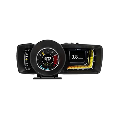 AUTO MT All CAR Universal OBD2 HUD Head Up Display Dashboard HUD Display Multi-Function Gauge OBD2 + GPS Dual System Dashboard Speedometer Gauge Computer Turbo Boost HUD OBD2 Gauge Display
