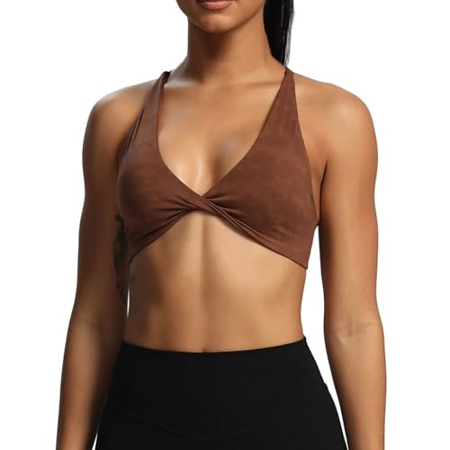 Image of Aoxjox Women's Workout Sports Bras Fitness Metamorph Sienna Twist Bra Yoga Crop Tank