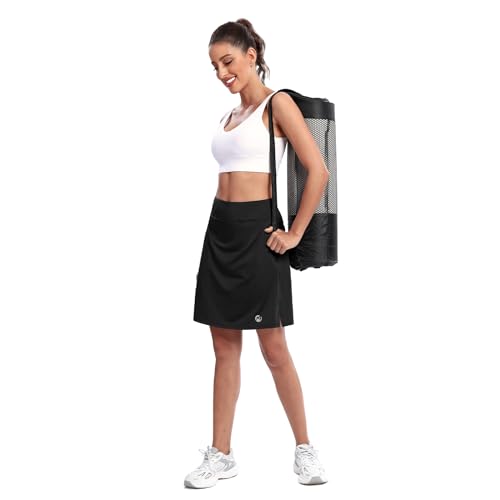 Image of M MOTEEPI Modest Knee Length Skorts Skirts for Women Tennis Athletic Golf Skort with Pockets UV Protection High Waist