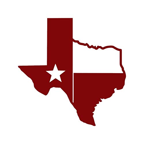 Image of TX Flag Shaped Like Texas [Pick Color] Vinyl Transfer Sticker for Laptop /Car /Truck /Window /Bumper (10 inch x 10 inch, Maroon)