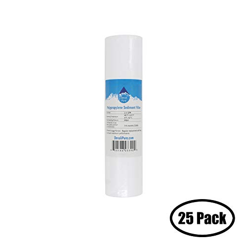 25 unidades de repuesto Filtro de sedimentos de polipropileno Aquasafe Maximus II  Universal  5-micron láser para Aquasafe Maximus II 6-stage Ro/DI sistema  Denali Pure marca