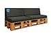 Pack Ahorro 2 Asientos + 2 Respaldo de Cojines para Sofa de palets / europalet | Desenfundable | Interior y Exterior | Color Gris Nautico | 100% Impermeable | Espuma de Alta Densidad.