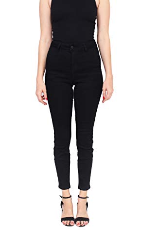 Cello Jeans Women Black High Rise Trouser Skinny Jeans with Welt Back Pockets 13 Black