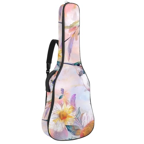 Housse guitare acoustique 109 cm tournesol en tissu Oxford imperméable avec poches