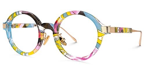 Image of VOOGLAM Round Blue Light Glasses for Women Anti Eyestrain Dry Eyes UV Computer Phone TV Eyewear Dylan