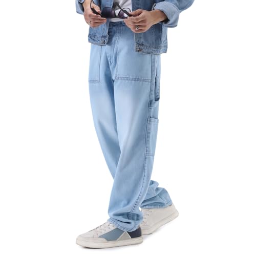 Image of Urbano Fashion Men's Loose Baggy Fit Cargo Carpenter Jeans with 6 Pockets Non-Stretchable