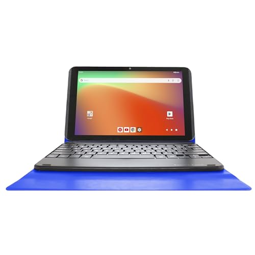 Image of Prestige Elite 10QH Android 13 10.1 Inch HD IPS Tablet, 64GB Storage, 2GB RAM with Detachable Keyboard Case - Blue