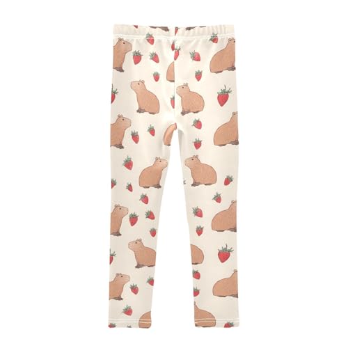 Strawberry Capybara Animal Girls Leggings Soft Stretch Workout Yoga Dance Pants for Kids Casual Tights2