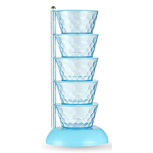 Spice Box Serving Set, Seasoning Storage Container Rack Condiment Jars Multi Layers Rotating Kitchen Spice Pots Seasoning Rack Kitchen Tools(5 Tier-Blue)