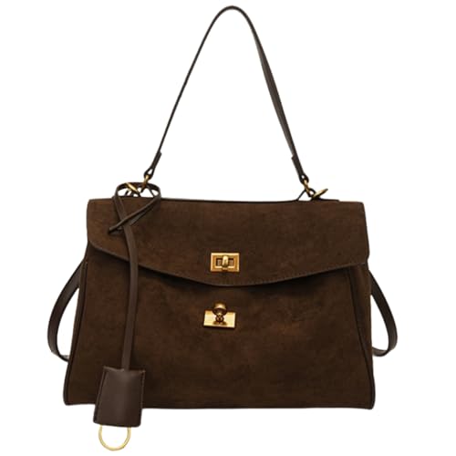 Bolso Tote de Gamuza Marrón para Mujer miniatura 1
