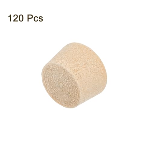 Image of uxcell 120Pcs Wood Button Plugs, 11mm /0.43 inch Flat Head Hardwood Screw Hole Plug Wooden Caps Buttons Wood Plug for Furniture Woodworking Craft Decor (12.5mm x 11mm)