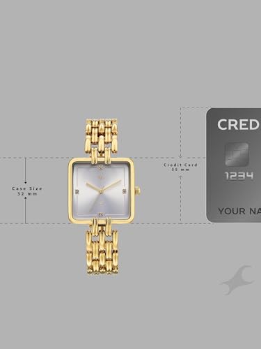 Image of Fastrack Vyb Minimalist with Quartz Analog Silver Dial Gold Alloy Strap Watch for Girls - FV60122YM01W