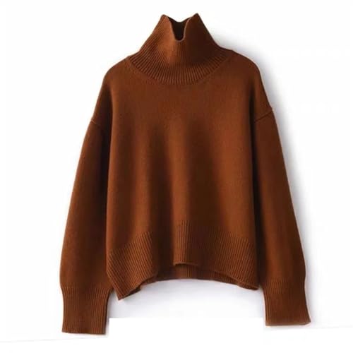 Autumn and Winter Thick Cashmere Sweater Women High Neck Pullover Sweater Warm Loose Knitted Base Sweater Jacket Tops2
