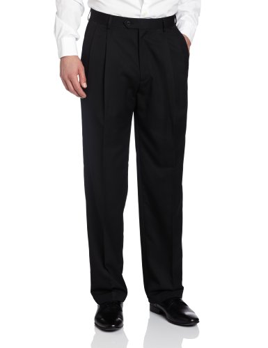 Haggar Men's Solid Pleat Front Suit Separate Pant, Black, 36x34