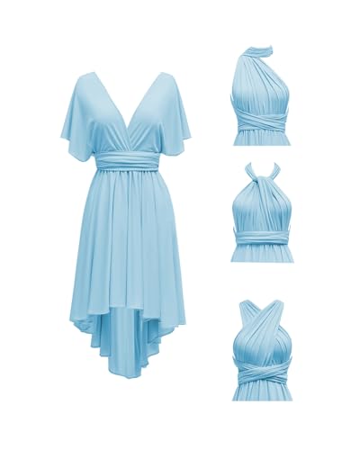 Image of Women's Short Convertible Dress with Bandeau High Low Infinity Bridesmaid Dresses Multi-Way Transformer Formal Dress