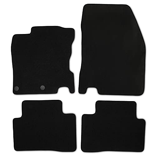 SafeTravel Lot de 4 Tapis de Sol Haut de Gamme sur Mesure Noir à Bordure Noire Clips de retenue pour Nissan Qashqai J11E (à partir de 2014)