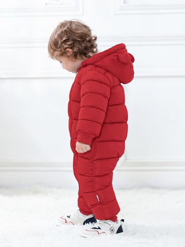 XMWEALTHY Baby Snowsuit Toddler Girl Clothes Cute Hooded Double Zipper Boys Winter Coat Unisex Romper for Infant4