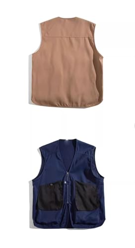 MORISTE Men's Vest Male's Japanese Retro V-Neck Workwear Pockets Waistcoat2