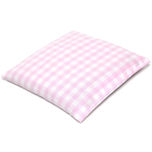 Cojín de semillas 12x12cm (algodón orgánico rosa y blanco) | Saco térmico | Cojín de semillas | Pepitas de uva