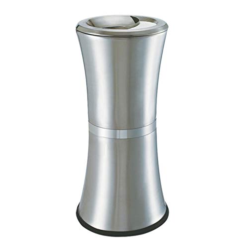 Lobby trash can stainless steel 31 * 72cm hotel shopping mall trash can (Color : Silver, Size : 31 * 72cm)