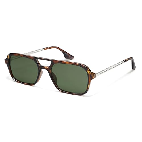 Image of SOJOS Vintage Polarized Aviator Sunglasses for Women Men 70s Retro Flat Narrow Rectangular Womens Glasses SJ2186