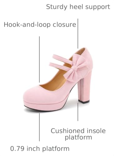 Image of MAIERNISI JESSI Women's Platform Mary Jane Pumps with Bow, 3.94 Inch Block Heel Dress Shoes