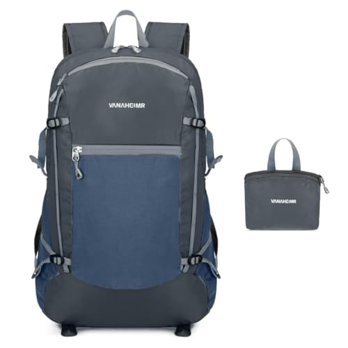 XAGMODSHN Mochila de senderismo ultraligera y plegable, resistente al agua, para viajes al aire libre, camping, escalada, gris, Talla única
