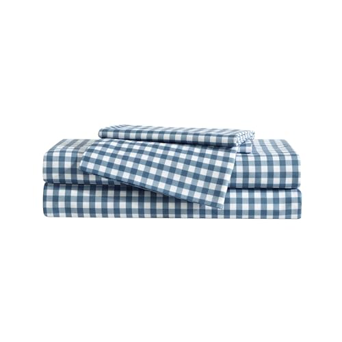 Image of Eddie Bauer Kids - Full Sheet Set, Ultra-Soft Microfiber Bedding with Fully Elastic Fitted Sheet, Kids Bed Set with Pillowcases, Easy Care Bedding (Preston Check)