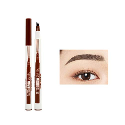 Preisvergleich Produktbild HIROCK Wasserdichter Tattoo Augenbrauenstift Flüssiger Augenbrauenstift 4 Gabelspitze Schnelltrocknender, langlebiger Make-up-Stift (01# Dunkelbraun)