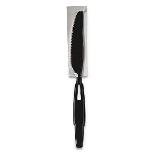 Dixie Ultra SmartStock Series-W Polypropylene Plastic Wrapped Cutlery, Knives, Black, 40 Per Pack, Case Of 24 Packs
