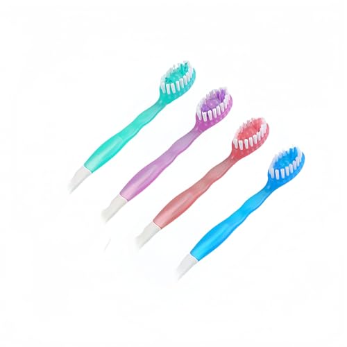 使い捨てミニ旅行用歯ブラシ、40本入り|5 in 1機能、個包装、ミント風味プレコーティング|持ち運びに便利なカラフルな歯ブラシセット、水不要