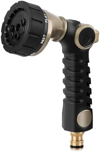 RESTMO Gartenbrause Metall Heavy Duty, Gartenschlauch Spritze | Robuste Handbrause Garten, 7 Muster Garten Wasserspritze für Bewässerung, Autowaschen, Schwarz
