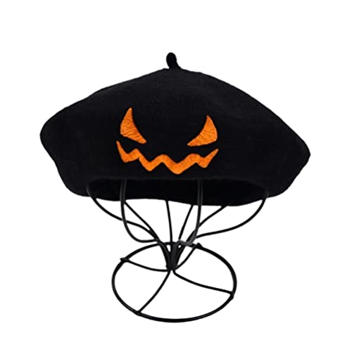 TYTOGE Halloween Kürbis Baskenmütze Vintage Künstler Hut Kawaii Niedliche Frauen Kappe Warme Filz Maler Herbst Winter Hut Cover